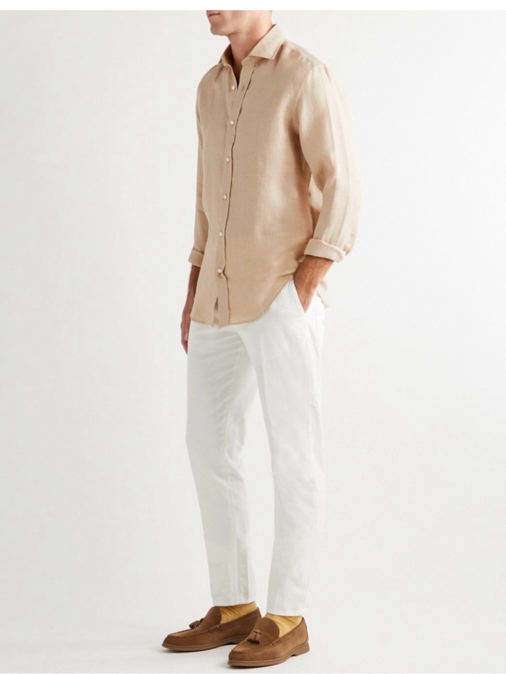 Ralph Lauren purple label brown linen mens shirt